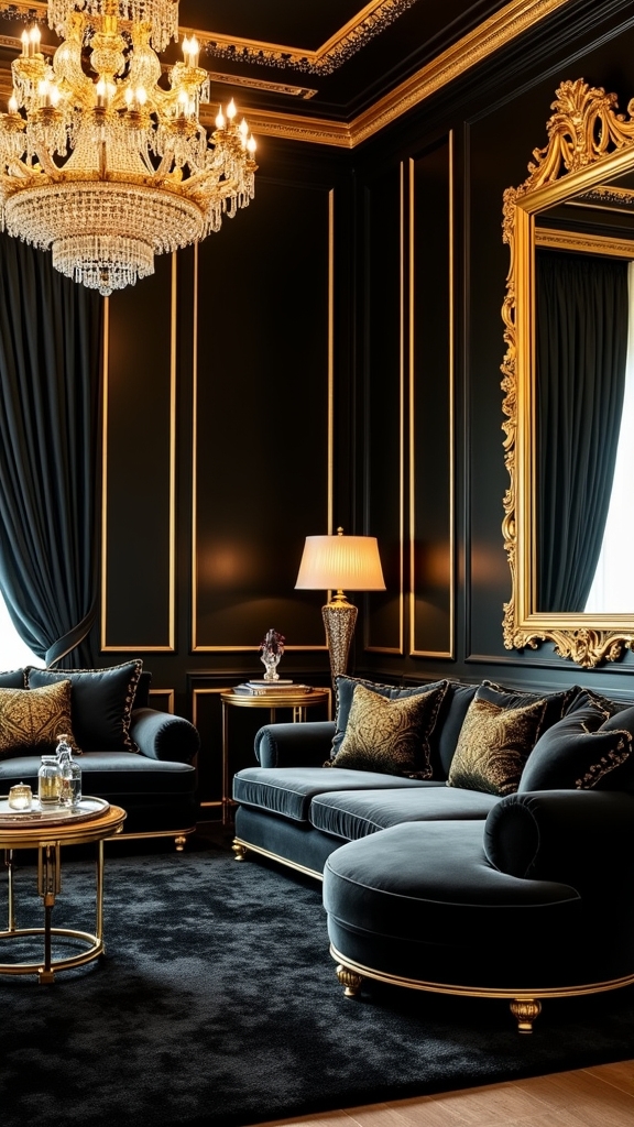 gold accents enhance luxury