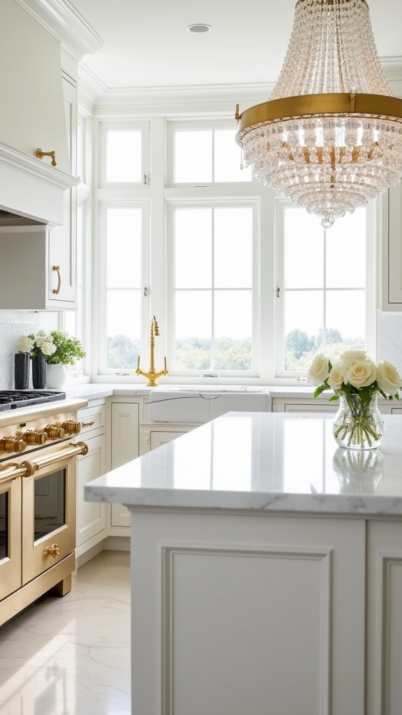 gold finished modern kitchen appliances