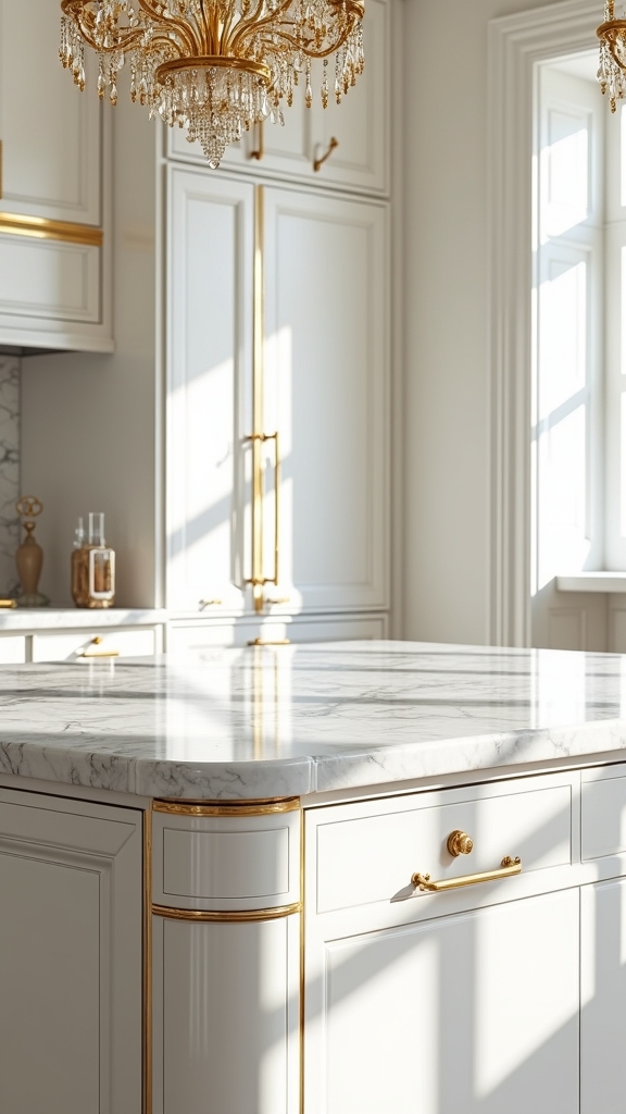 gold lighting enhances kitchen design