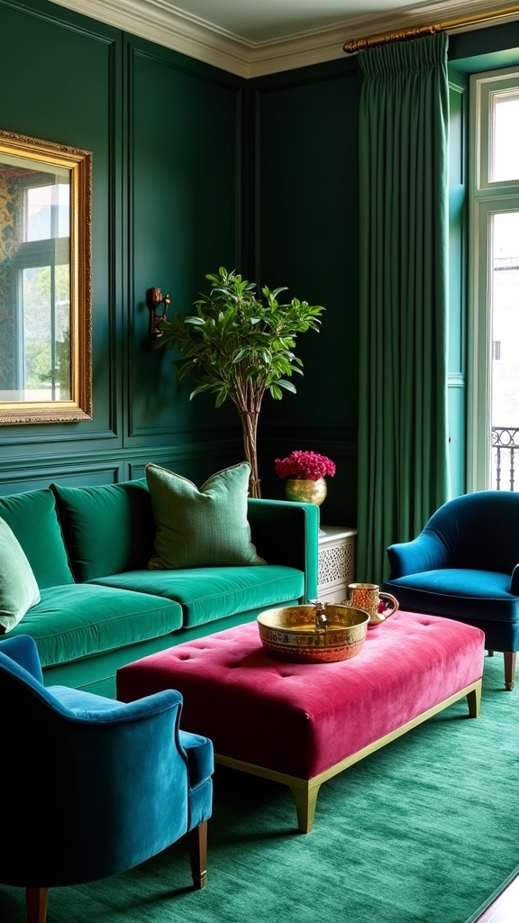 green and jewel tones