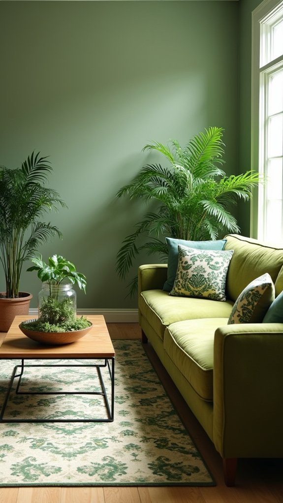 green and patterned decor