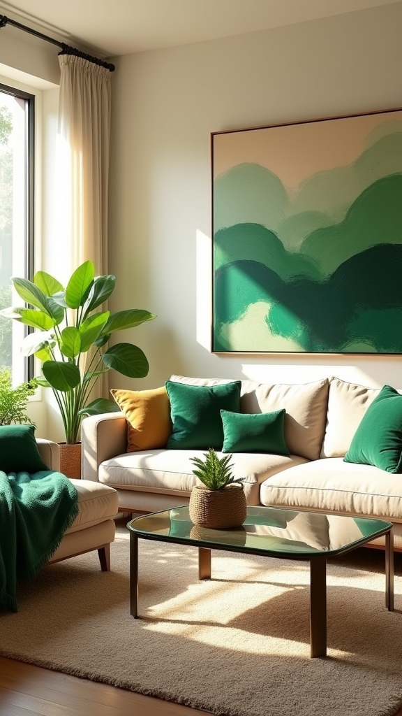 green artwork enhances living space