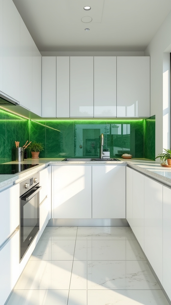 green ceramic backsplash elegance