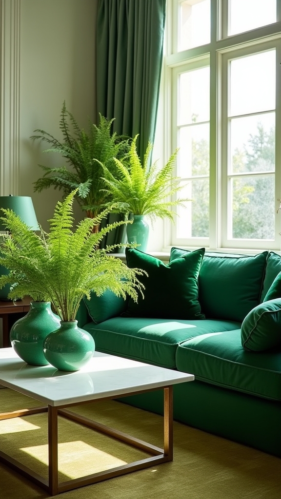 green glass and ceramics