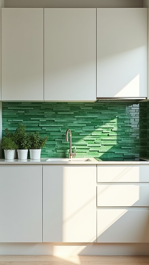 green mosaic tile accents