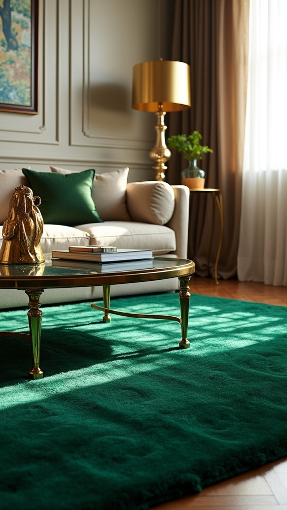 green rugs metallic glamour