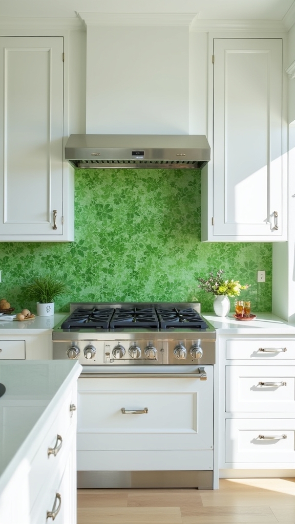 green tile kitchen alcove
