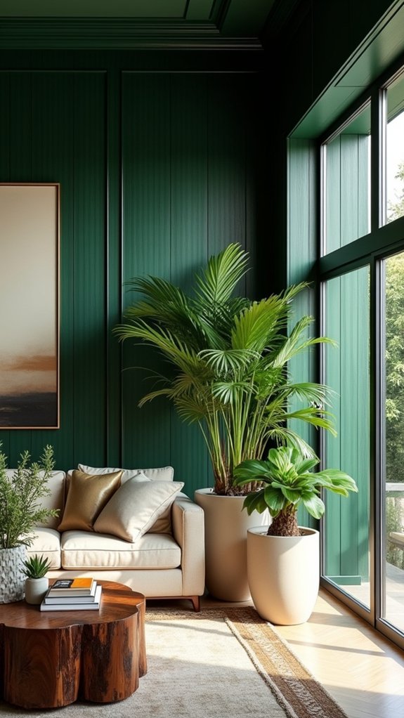 green wall panelling design