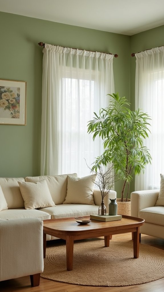 green walls warm neutrals