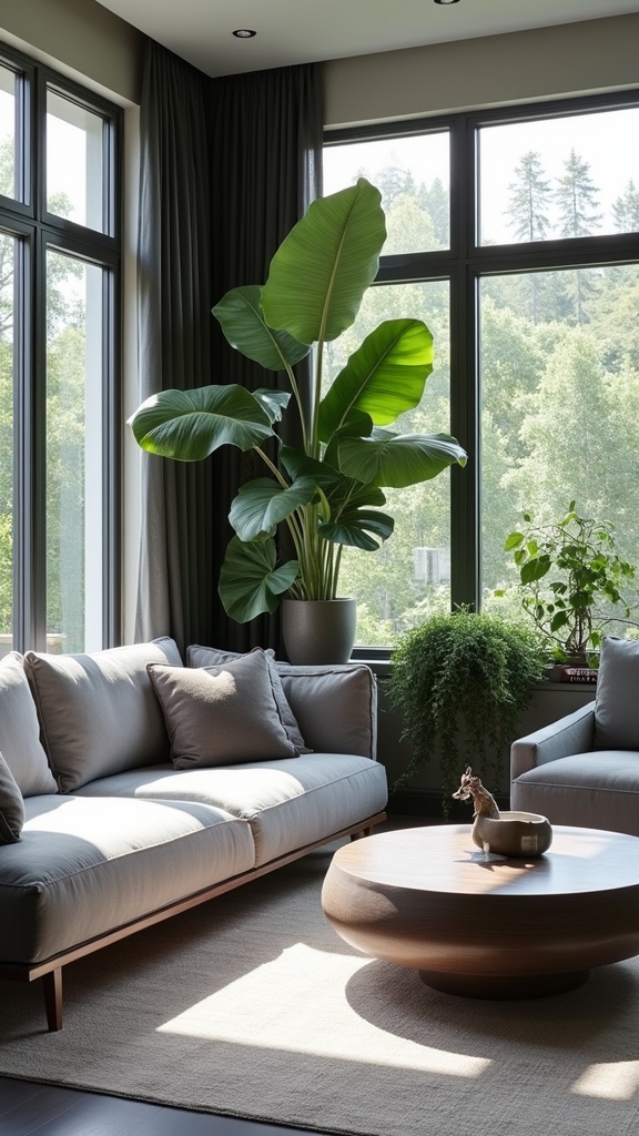 greens enhance grey interiors