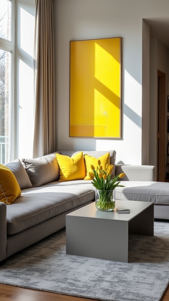 grey backdrop yellow accents