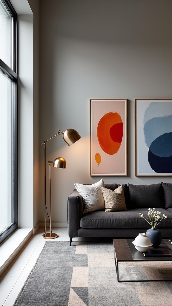 grey walls enhance artwork