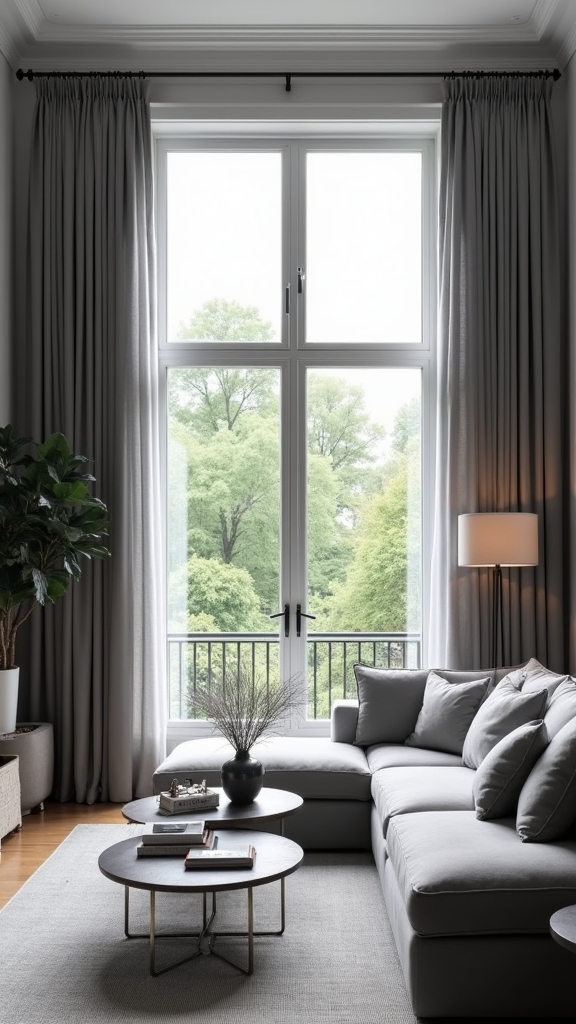 grey window treatments elegance