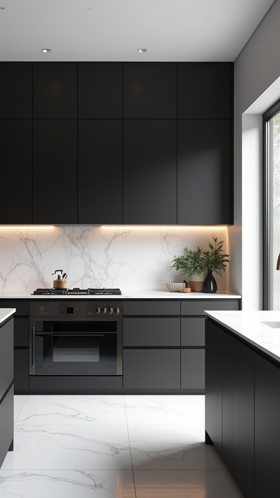 handleless black cabinet design