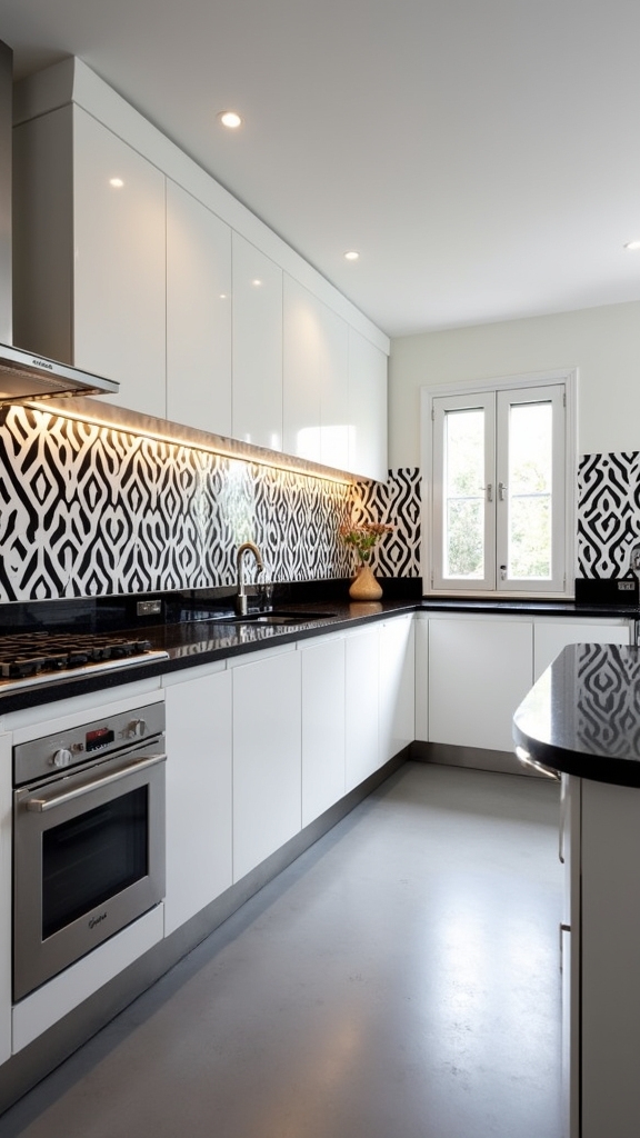 high contrast kitchen backsplashes