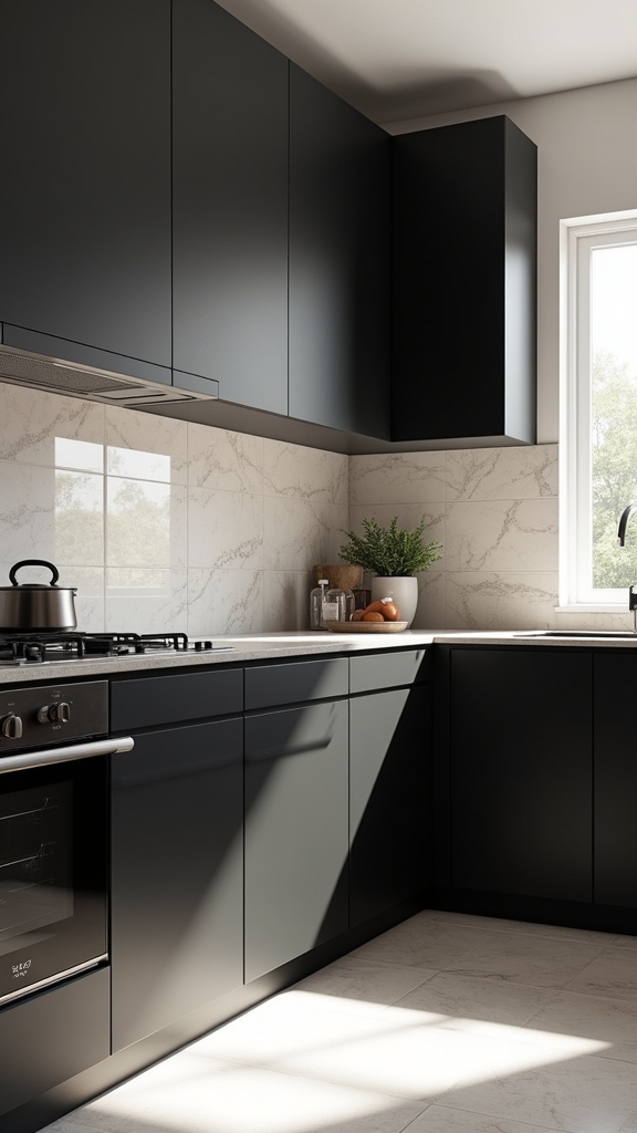 high contrast kitchen design
