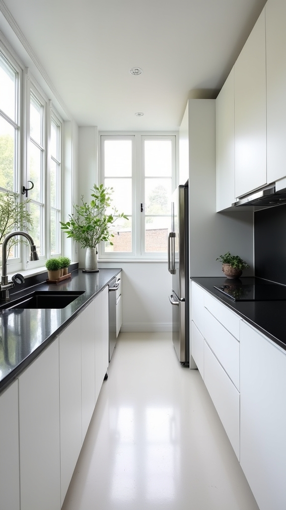 high contrast minimalist kitchen design