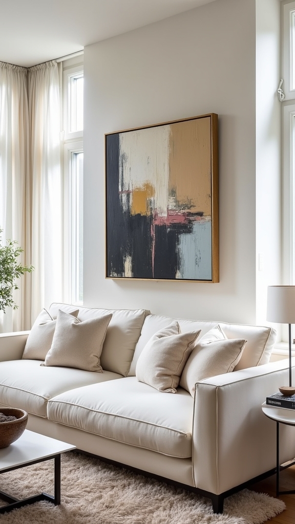 impactful artwork above sofa