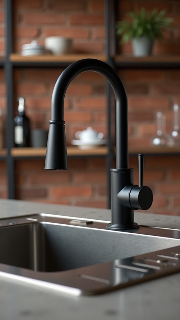 industrial black faucet sink