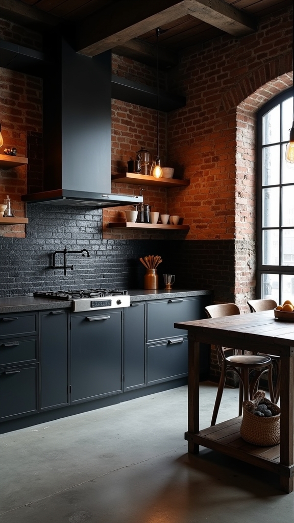 industrial black kitchen elegance