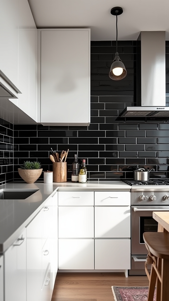 industrial black subway tiles