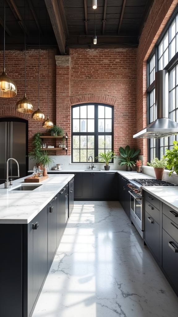 industrial elegance with marble