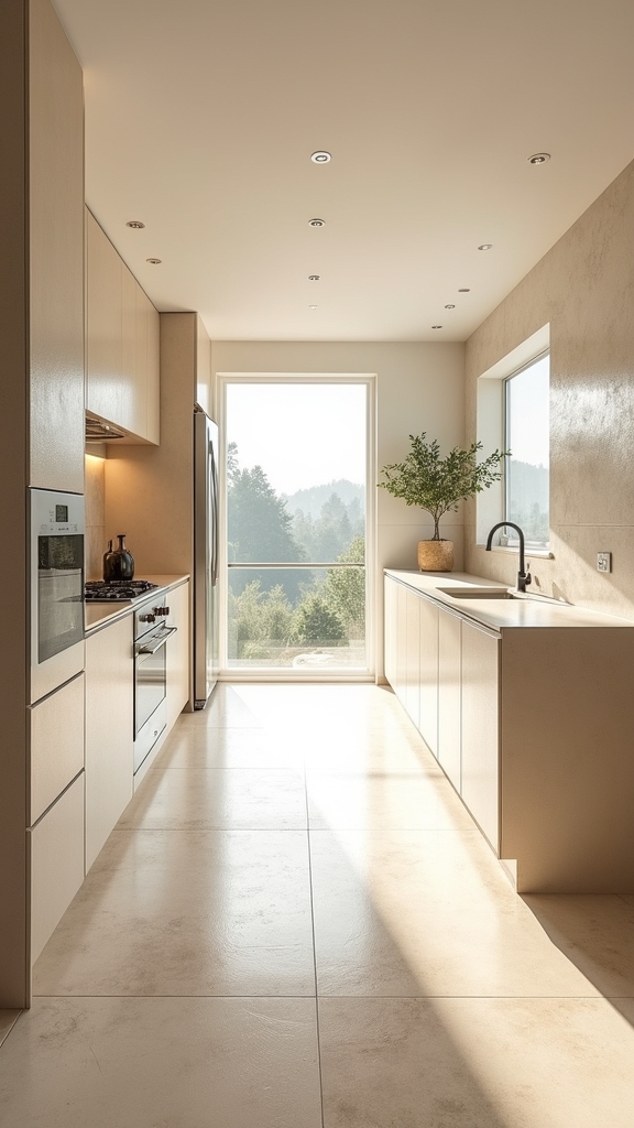 large format cream porcelain tiles