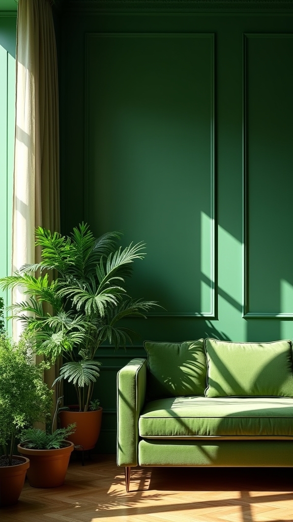 layered greens with neutrals