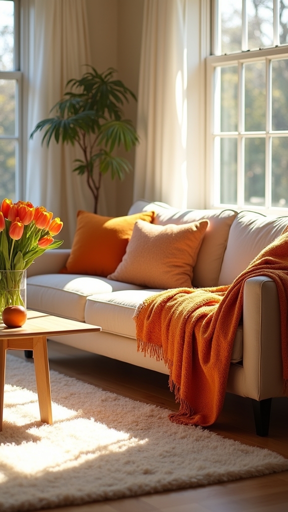 layered orange cozy decor