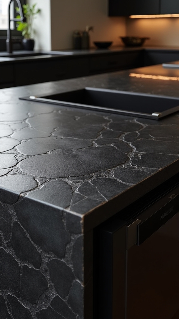 leathered countertops enhance sophistication