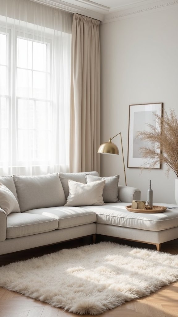 light colored rug enhances ambiance