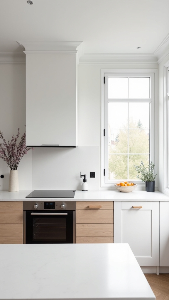 light woods black appliances