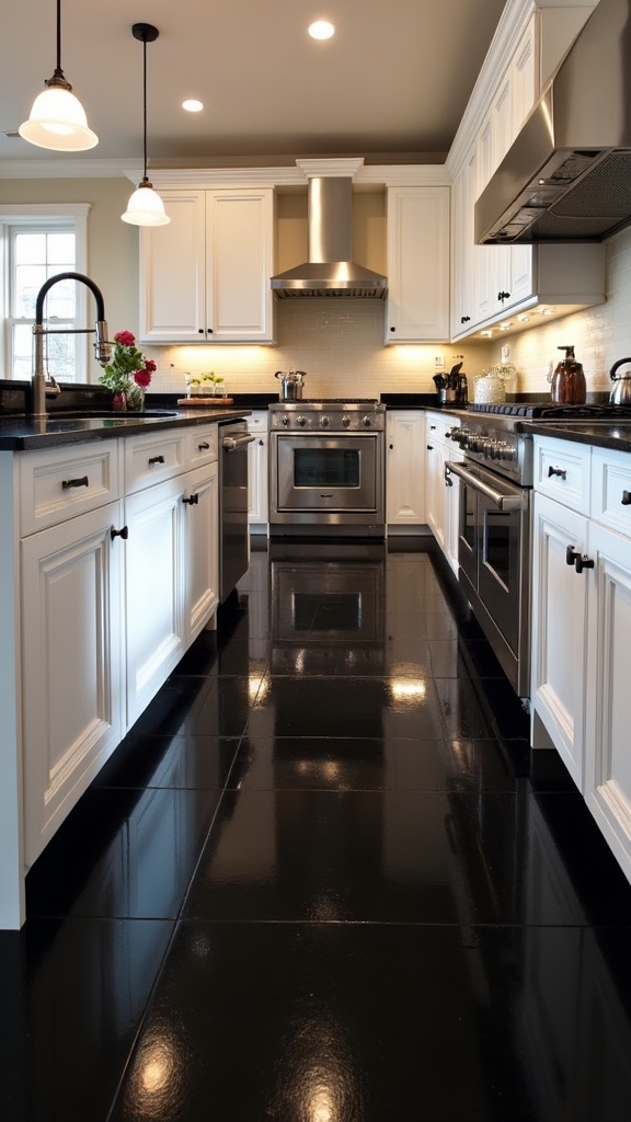 lighting enhances black floors