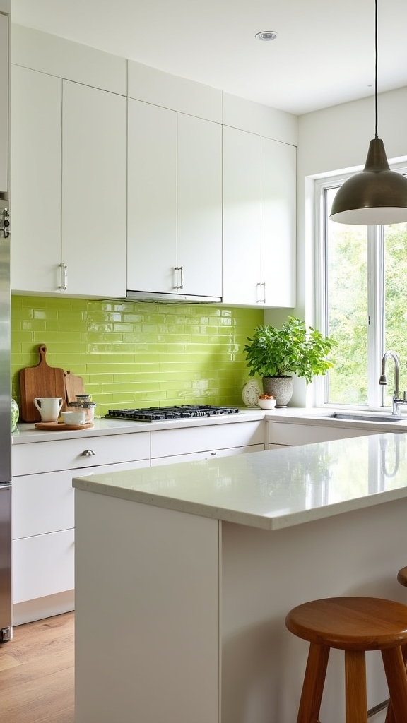 lime green mid century kitchen