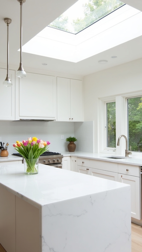 luminous kitchen with silver accents
