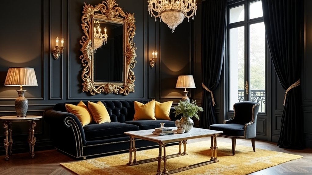 luxe black and gold decor