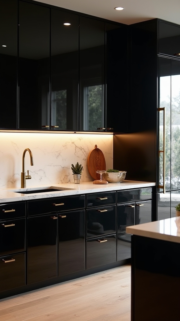 luxe glossy cabinetry contrast