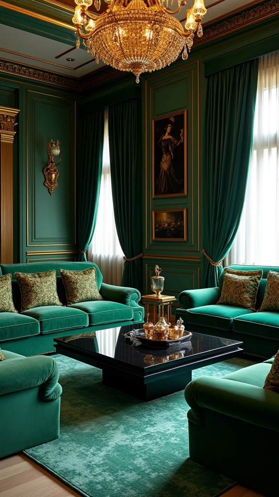 luxe green and gold