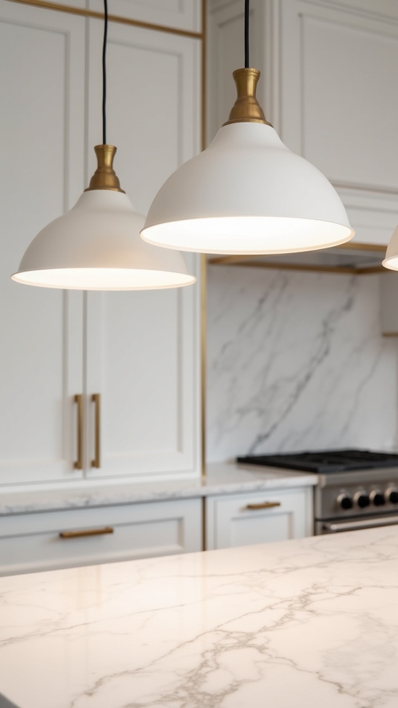 luxe kitchen with white and gold