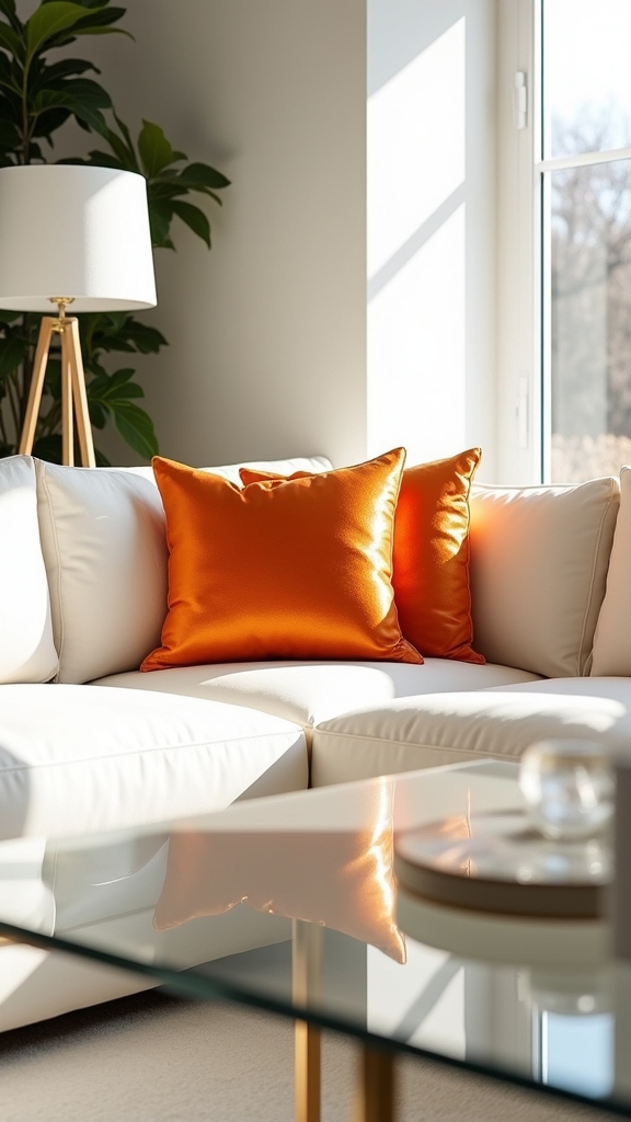 luxe metallic orange pillows