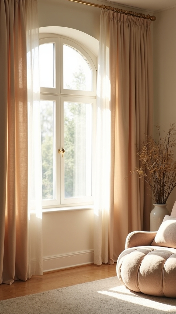 luxurious beige velvet curtains