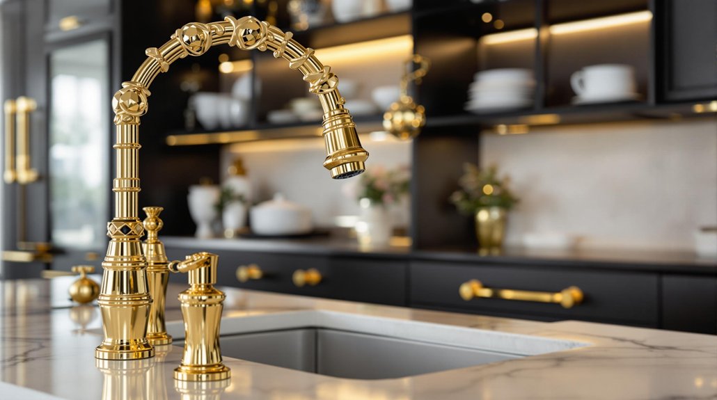luxurious gold kitchen accents