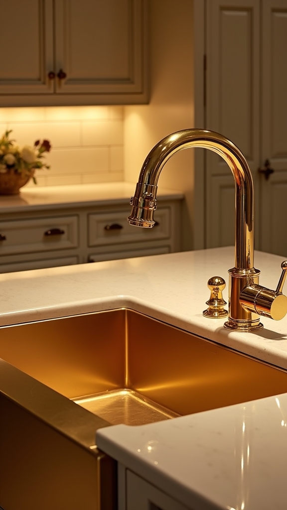 luxurious gold kitchen fixtures