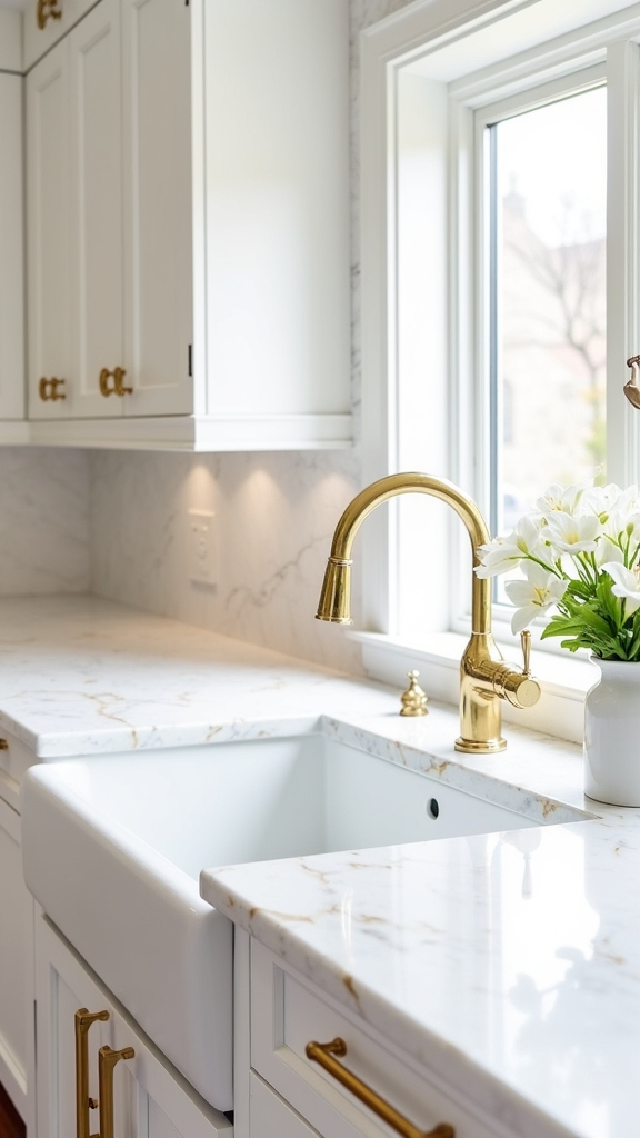 luxurious gold veined marble countertops