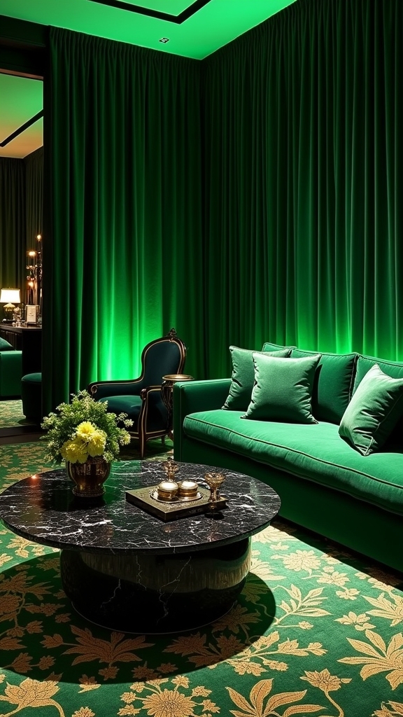 luxurious green living room