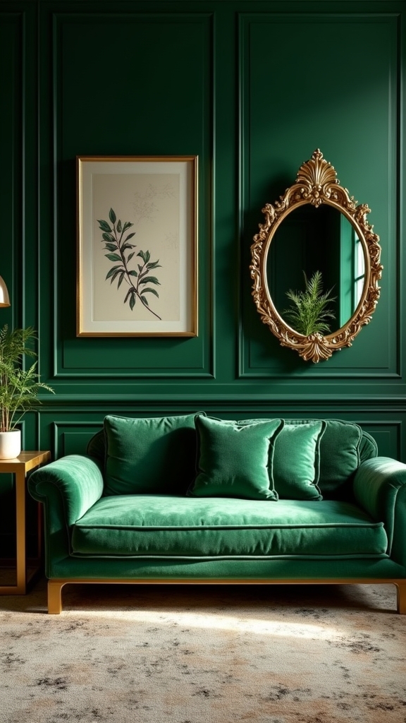 luxurious green velvet sofas