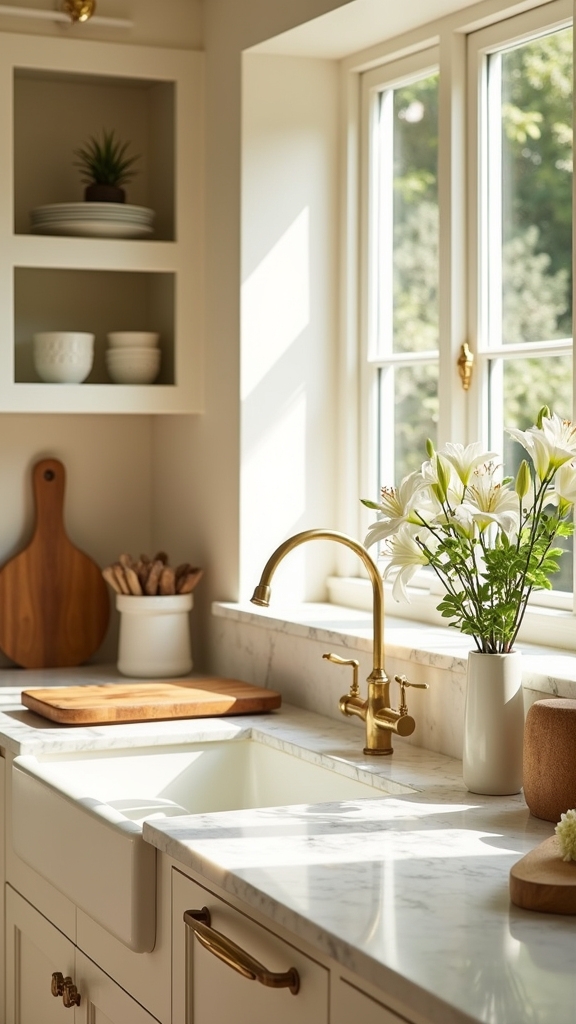 luxurious marble cream kitchens