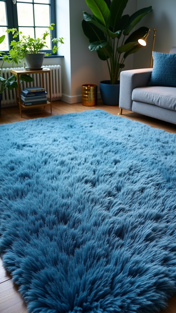 luxurious shaggy blue rugs