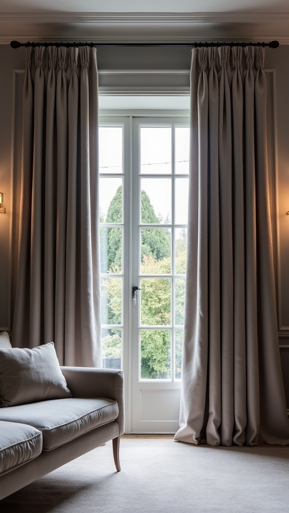 luxurious velvet grey drapes