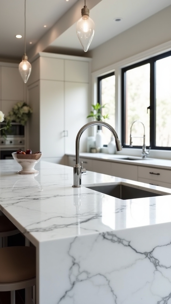 luxurious white marble bar tops